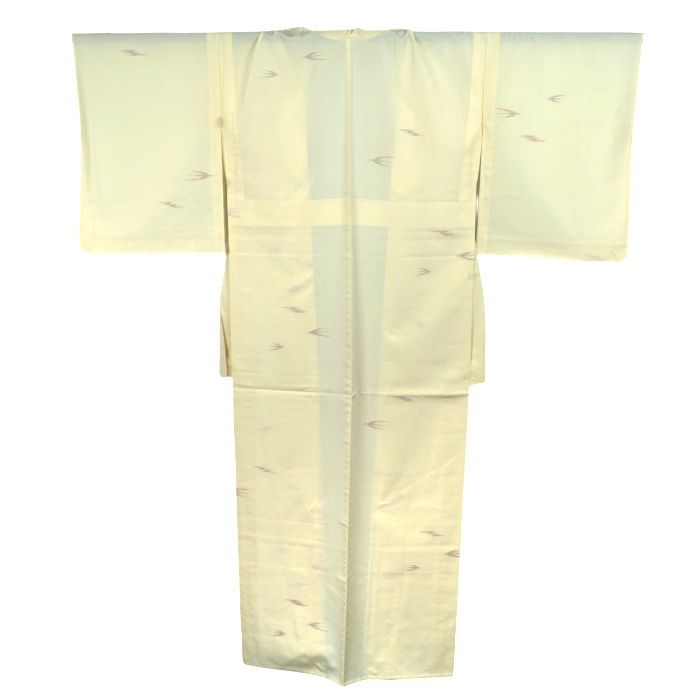 未使用】正絹 長襦袢 燕絣 クリーム地 身丈145 裄63 御誂え 仕付け糸付