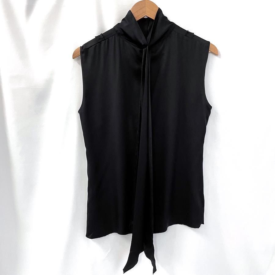 ABランク】CHANEL シャネル ノースリーブシャツ シルク サイズ40