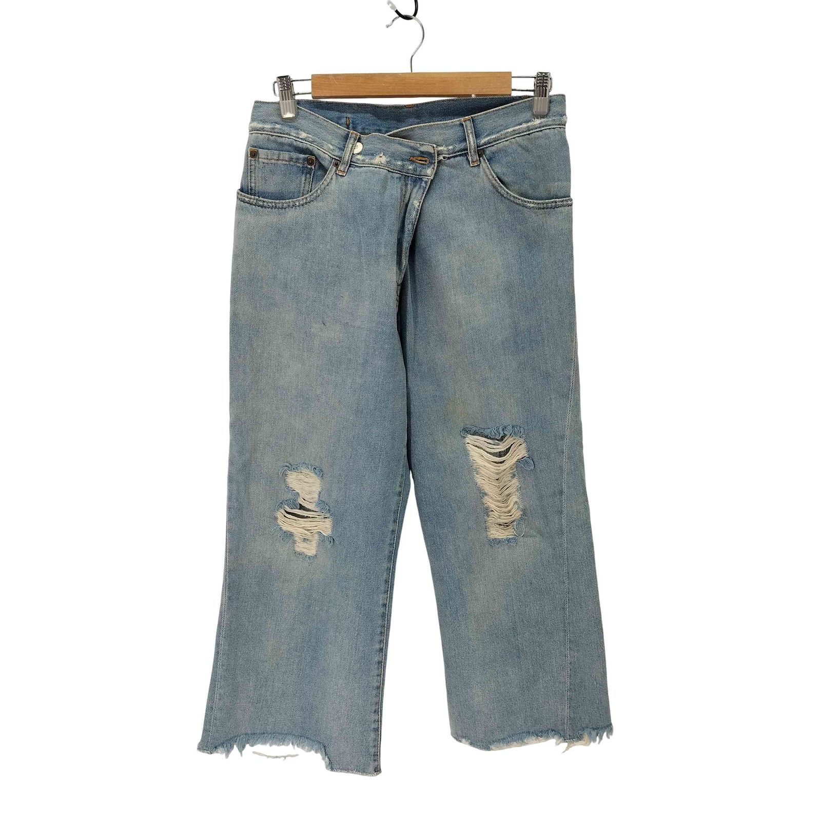 レディース エムエムシックスメゾンマルジェラ MM6 Maison Margiela 18SS フロントフックタック デニム ワイドパンツ レディース