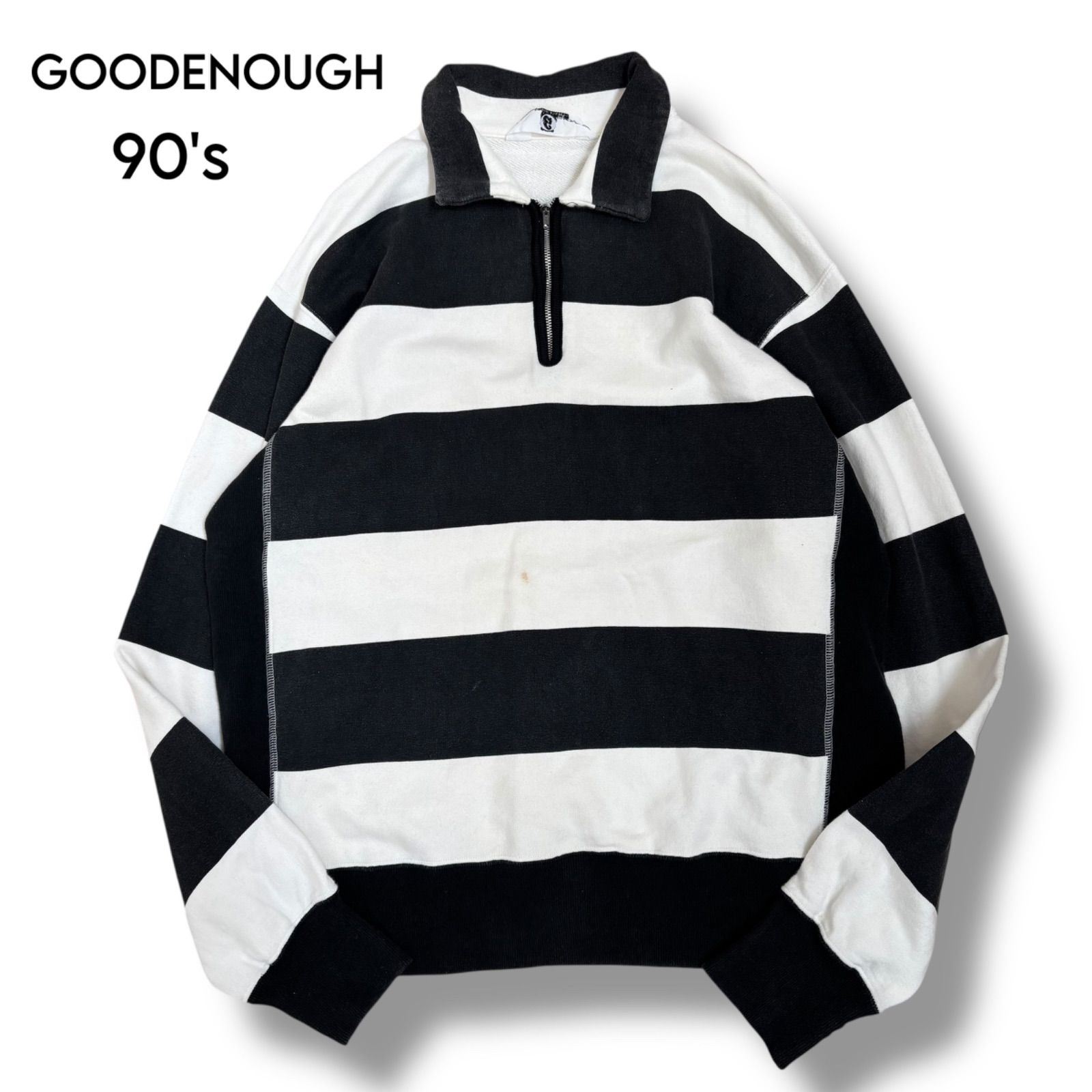 最終値下げ　90s good enough ハーフジップスウェット GOODENOUGH】希少 90's 初期 ハーフジップスウェット M - メルカリ