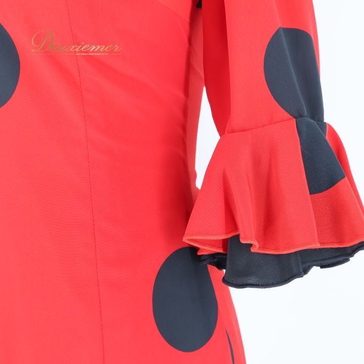 フラメンコ 衣装 ワンピース ドレス ブラック系 レッド系 黒 赤 水玉