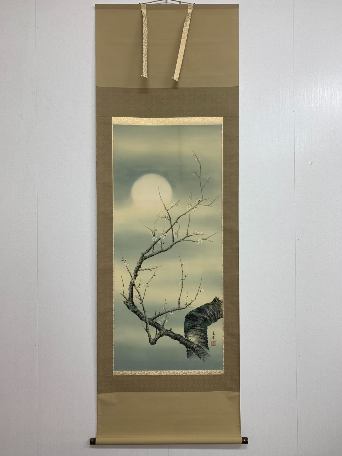 掛け軸】365 渡辺兼重「梅月」日本画 絵画 日本美術 #茶掛 #掛軸 #古
