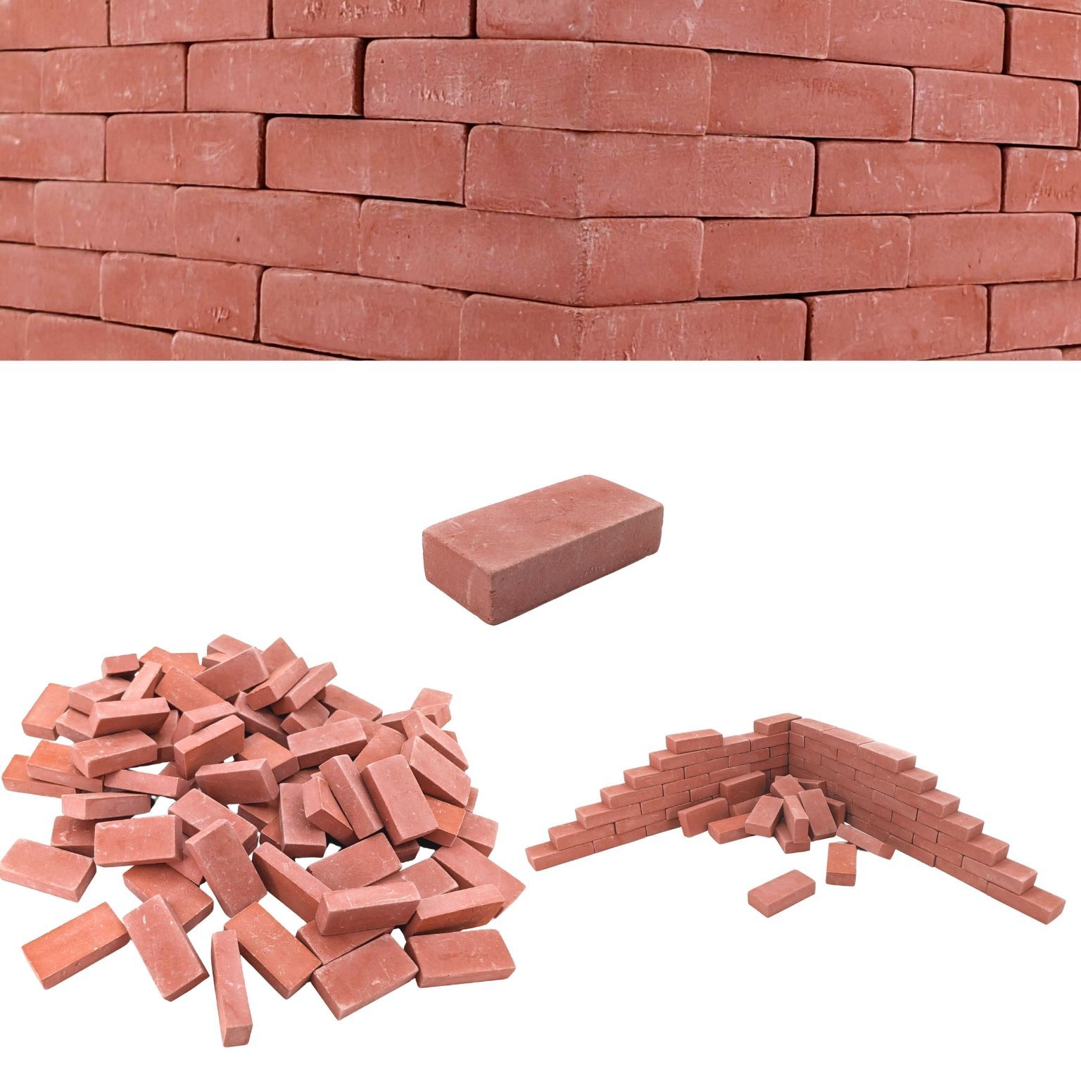 1/10 赤レンガ ブロック 1000個+ハーフ 特大 ジオラマラジコン建築模型 We Build Together】1/10 ミニチュア 赤レンガ 2200個 プロユース 超