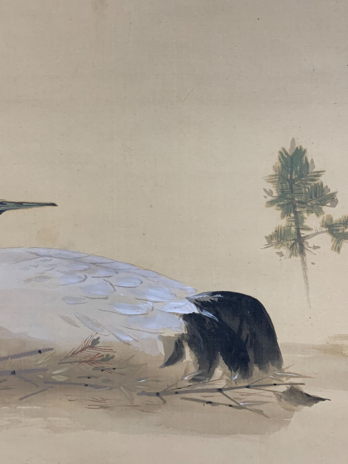 掛け軸】373 岸野海雪「巣ごもり」町田曲江師事 #鶴 #茶掛 #掛軸 #古