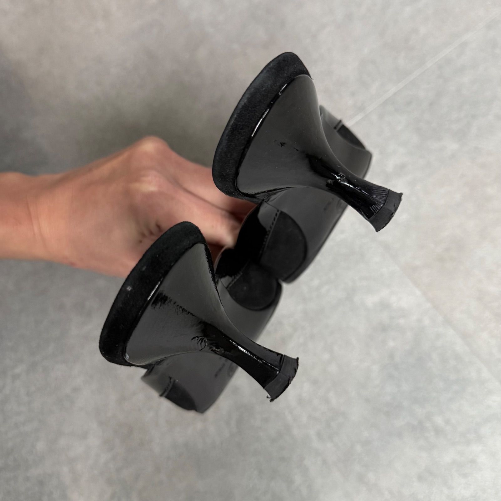 美品 CHANEL シャネル リボンパンプス ミュール ココマーク レザー