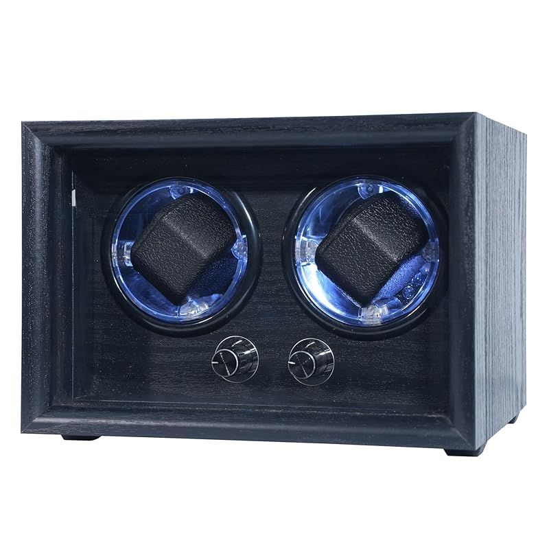 ORYX ワインディングマシーン 腕時計自動巻き上げ機 ウォッチワインダー 2本巻き 時計ケース 自動巻き 調整可能クッション LEDライト付 USB電源 高級木製 0