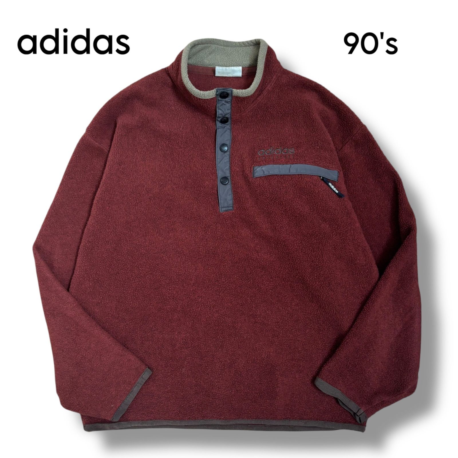 adidas ADVENTURE】90s デサント製 ハーフボタン フリース プル