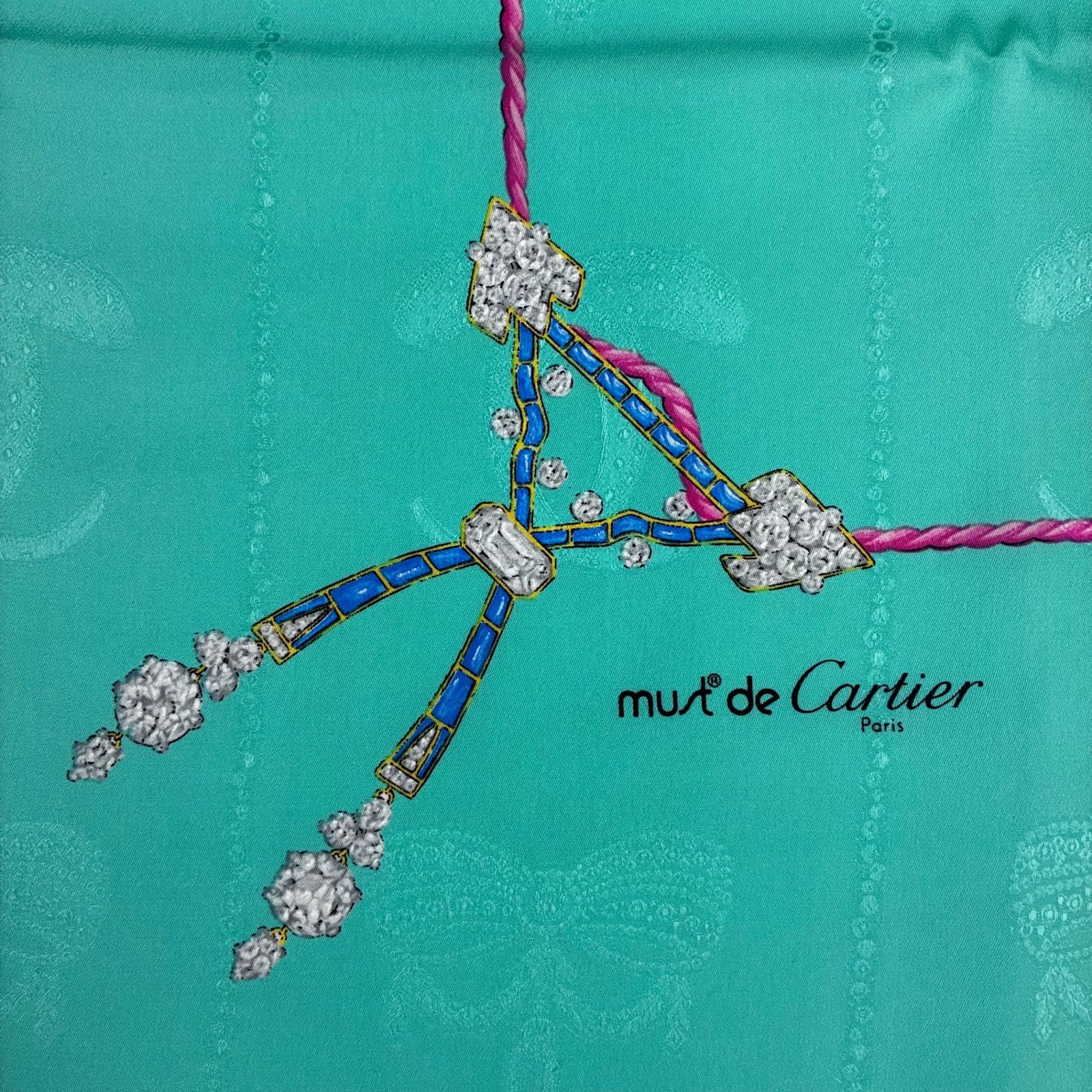 新品同様 Cartier カルティエ スカーフ シルク Must de Cartier マスト