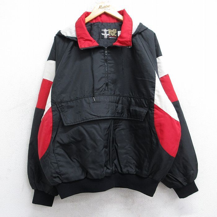 XL/古着 長袖 ハーフジップ ナイロン ジャケット アノラック パーカー