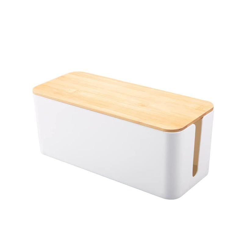 【新品】 MaT store ケーブル収納ボックス ケーブル収納 木製 ケース ケーブルケース 配線 スリム (ホワイト) 0