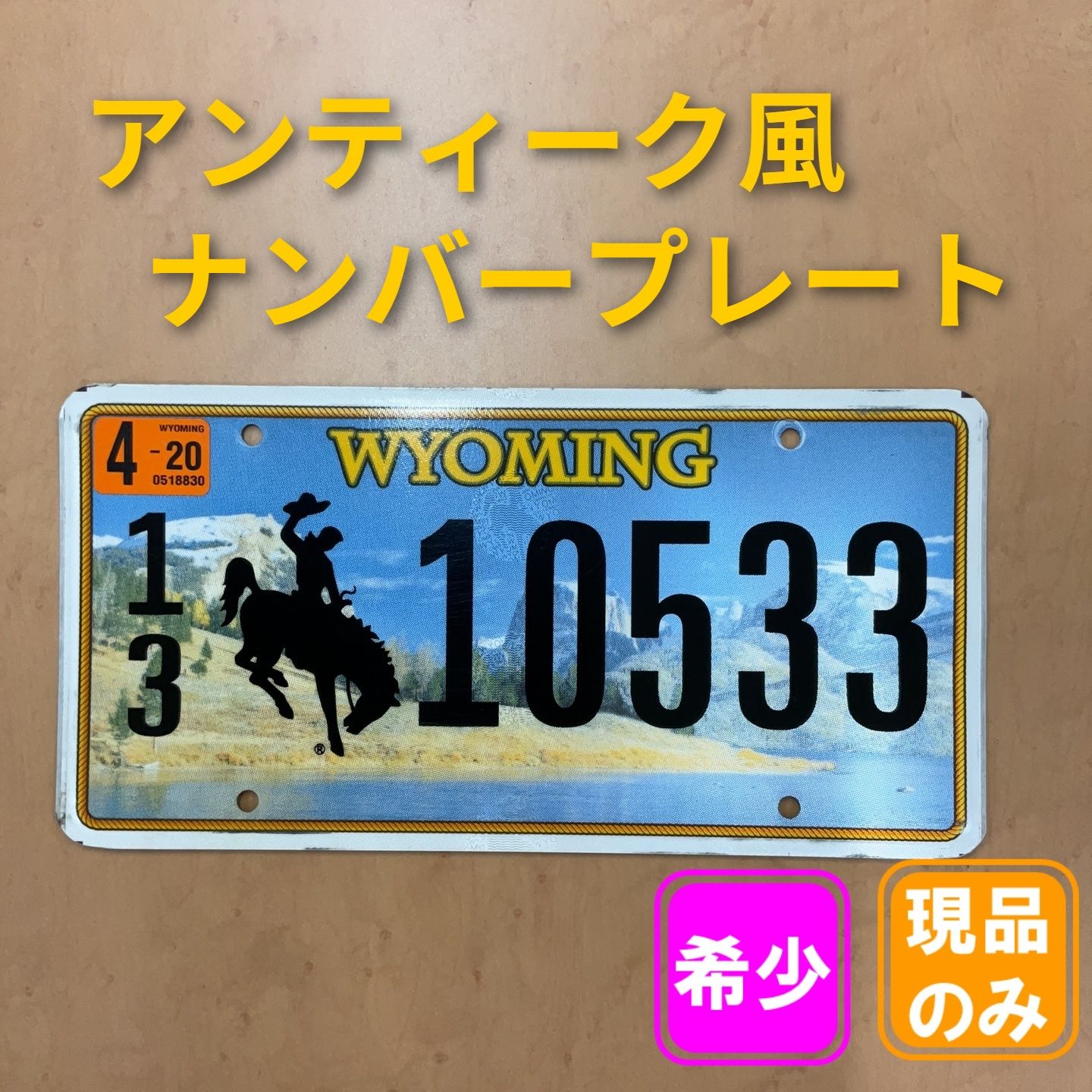 アンティーク風 ナンバープレート Wyoming License Plate 10533 Cowboy