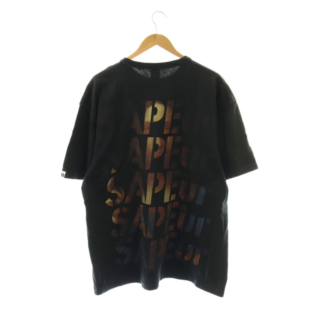 サプール SAPEur Tシャツ カットソー ロゴプリント XL ブラック マルチ
