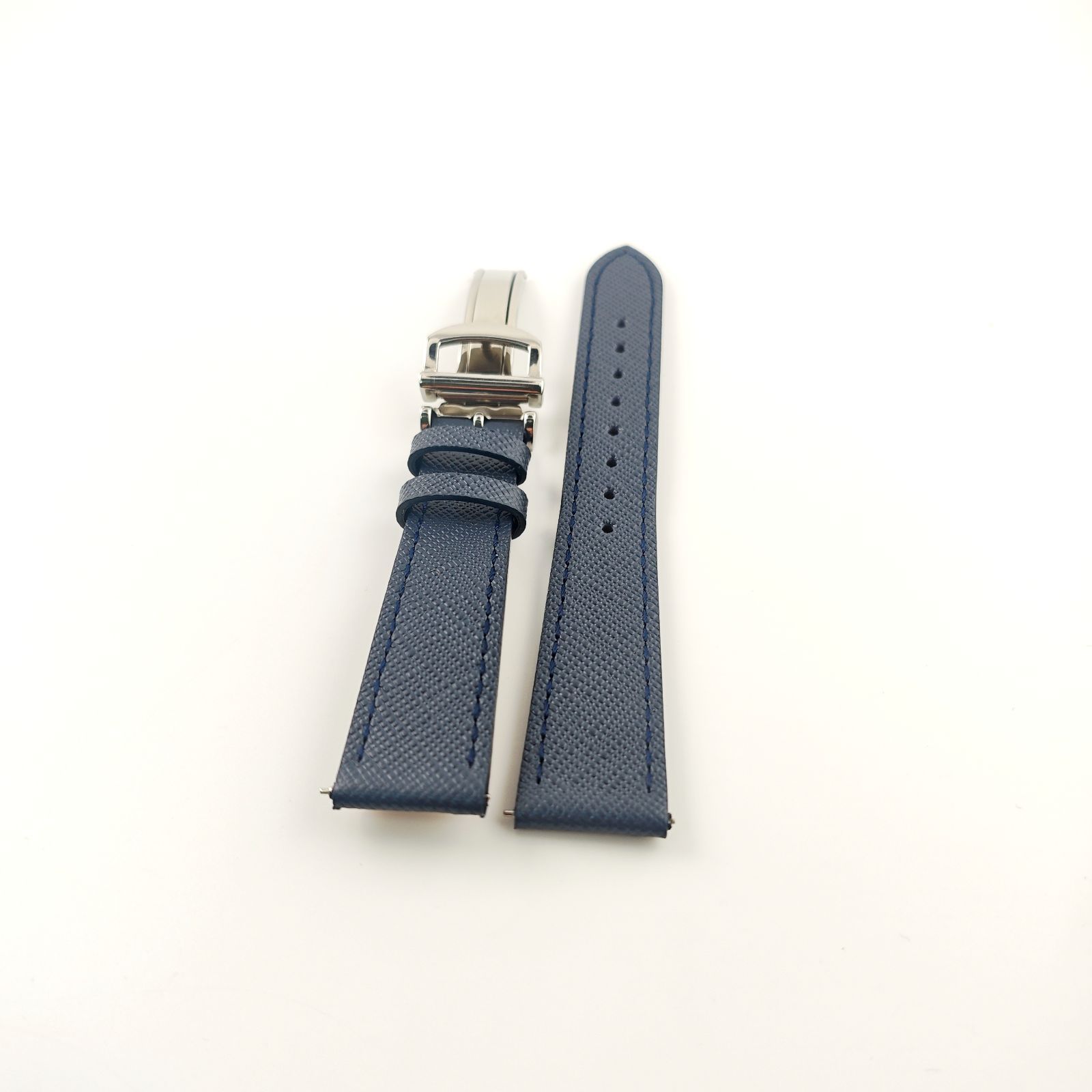 20mm グレインレザー 革ベルト ブルー 青 Dバックル付 【対応】IWC