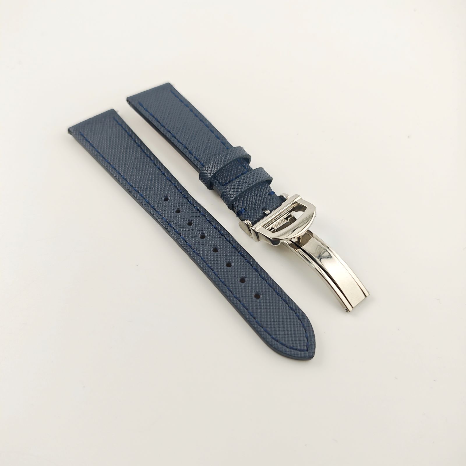 20mm グレインレザー 革ベルト ブルー 青 Dバックル付 【対応】IWC