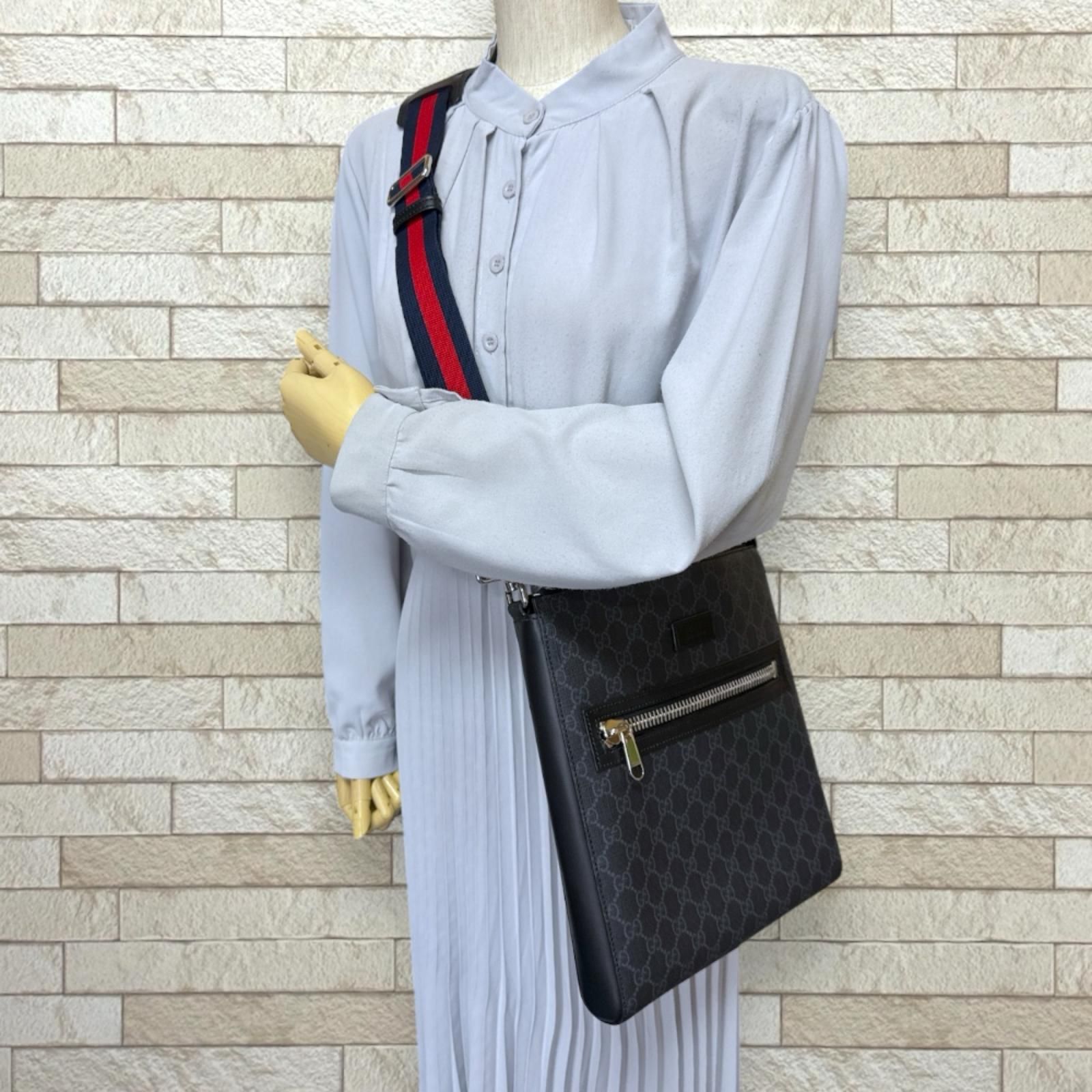グッチ GGスプリーム ショルダーバッグ GGスプリームキャンバス 474137 グレー レディース GUCCI  中古 グッチ GGスプリーム ショルダーバッグ GGスプリームキャンバス 474137