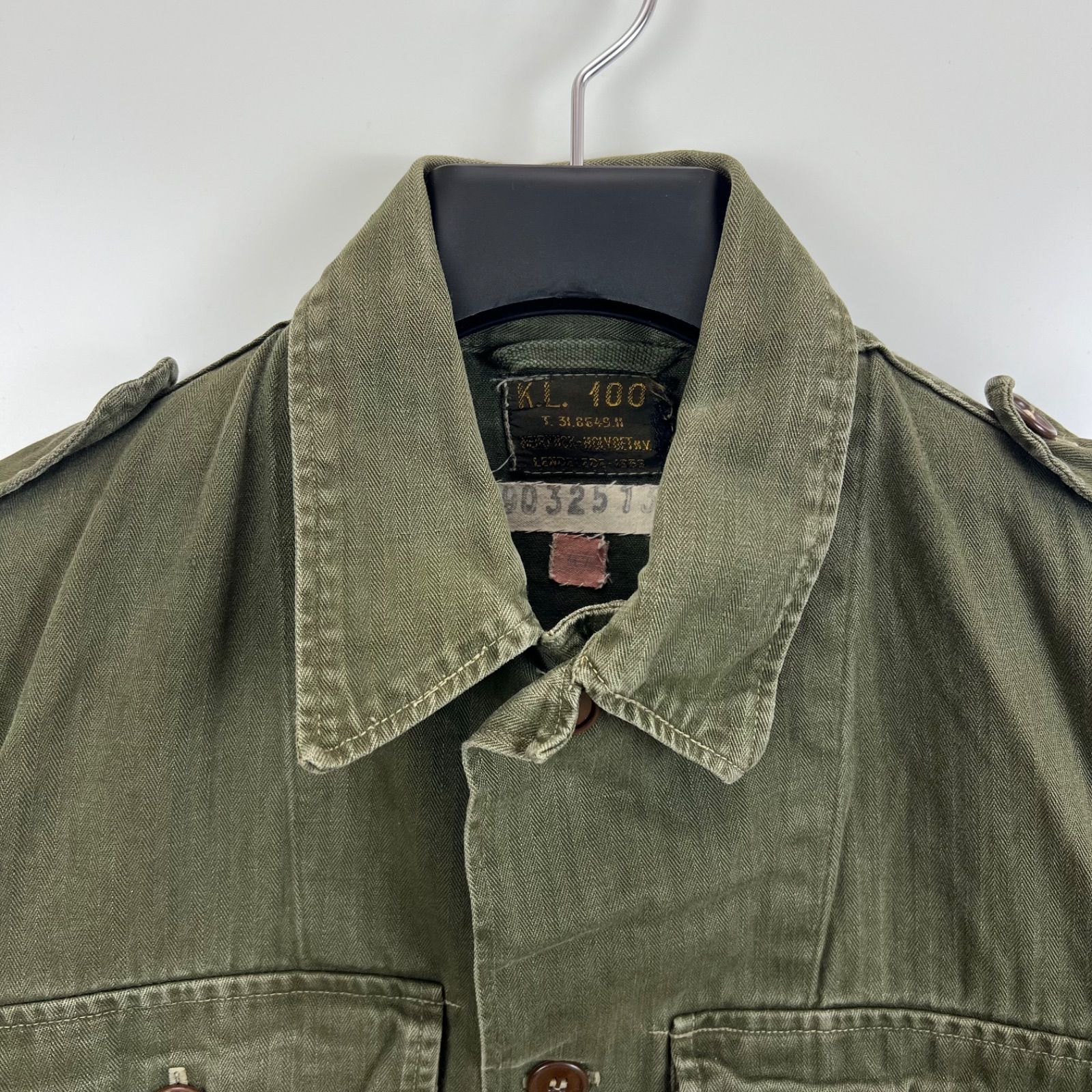 vintage 50s 1959 vintage K.L. dutch army HBT field jacket 100