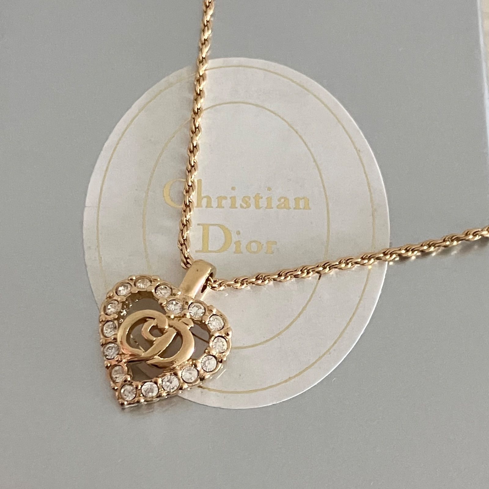 Christian Dior CDロゴ ハート ストーン ゴールド ネックレス | APPS 