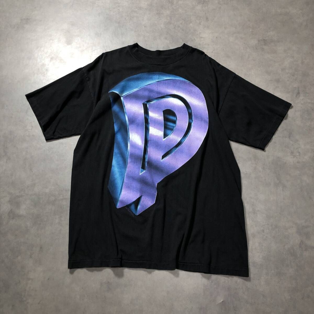 GQ4902◇DEEP PURPLE : 90s USA製 MASTER Tシャツ◇フェードブラック