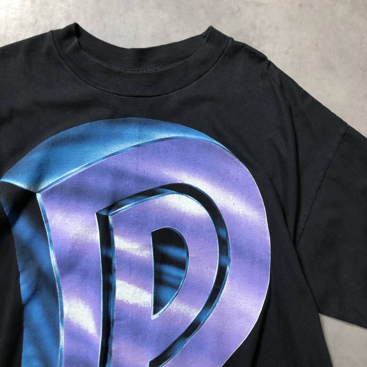 GQ4902◇DEEP PURPLE : 90s USA製 MASTER Tシャツ◇フェードブラック