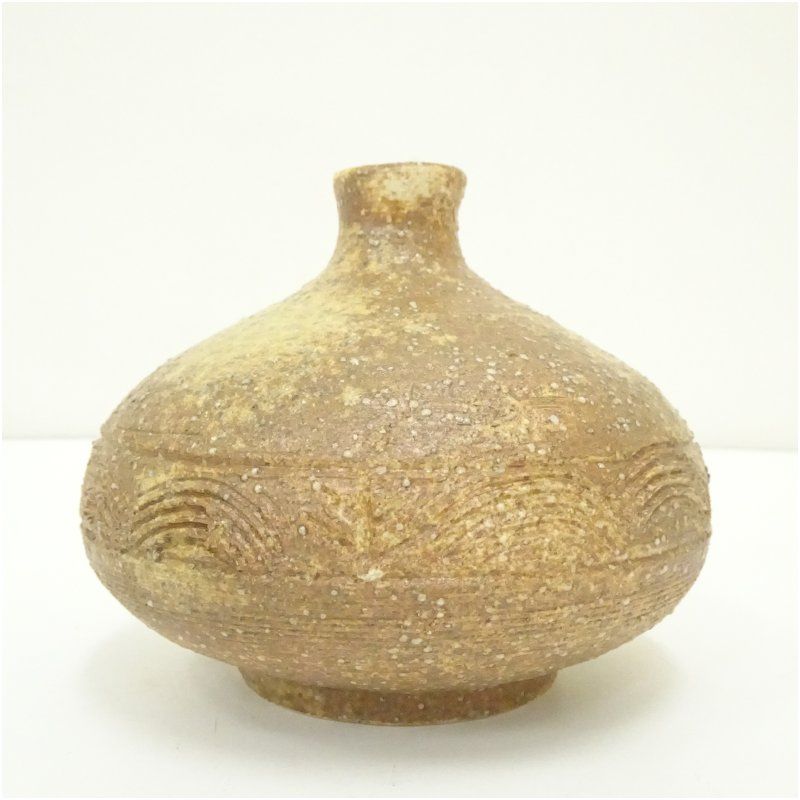 古川忠治造 志野白絵土一輪挿壷（共箱） 壺 おしゃれ つぼ インテリア