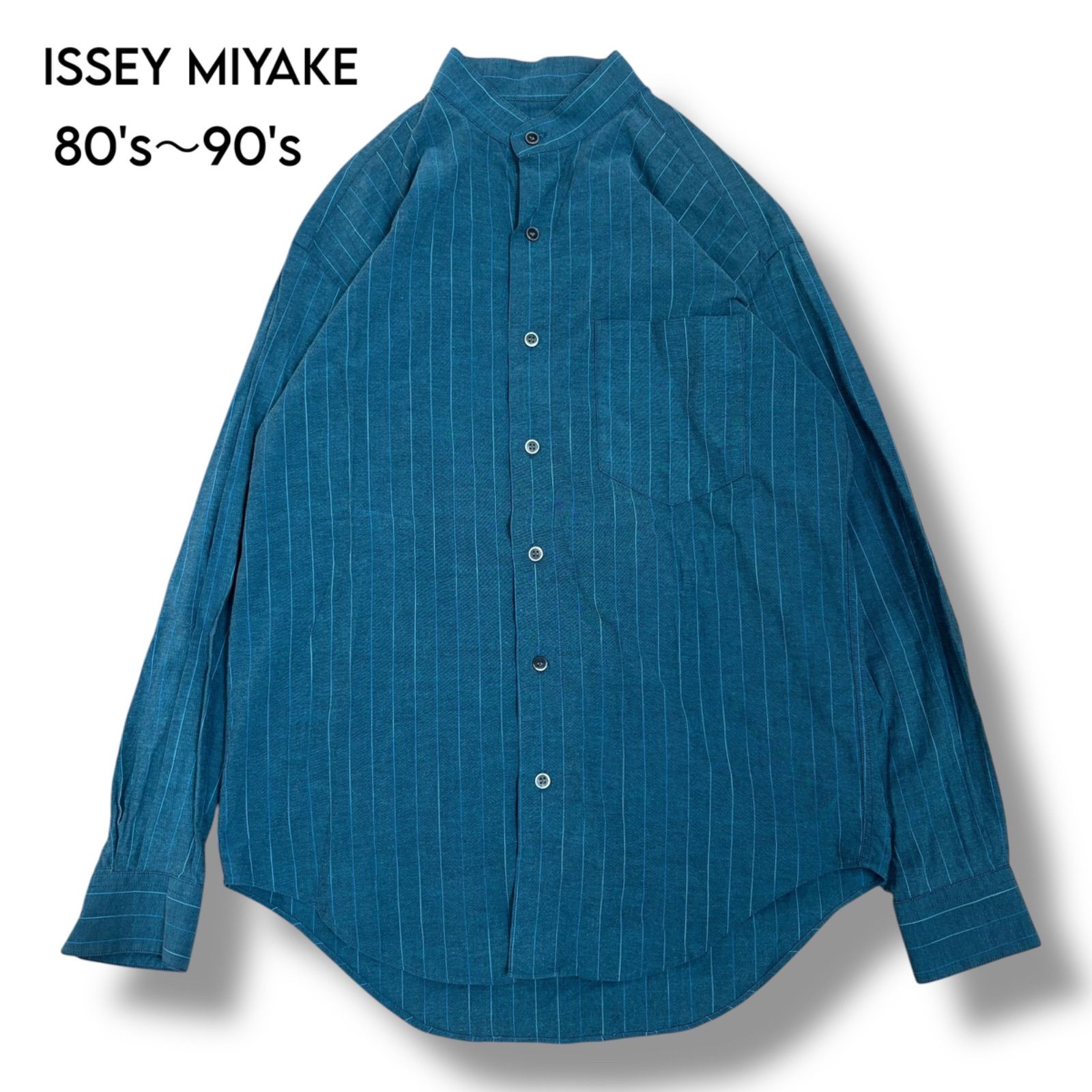 im product ISSEY MIYAKE】希少 80s-90s バンドカラー ストライプ