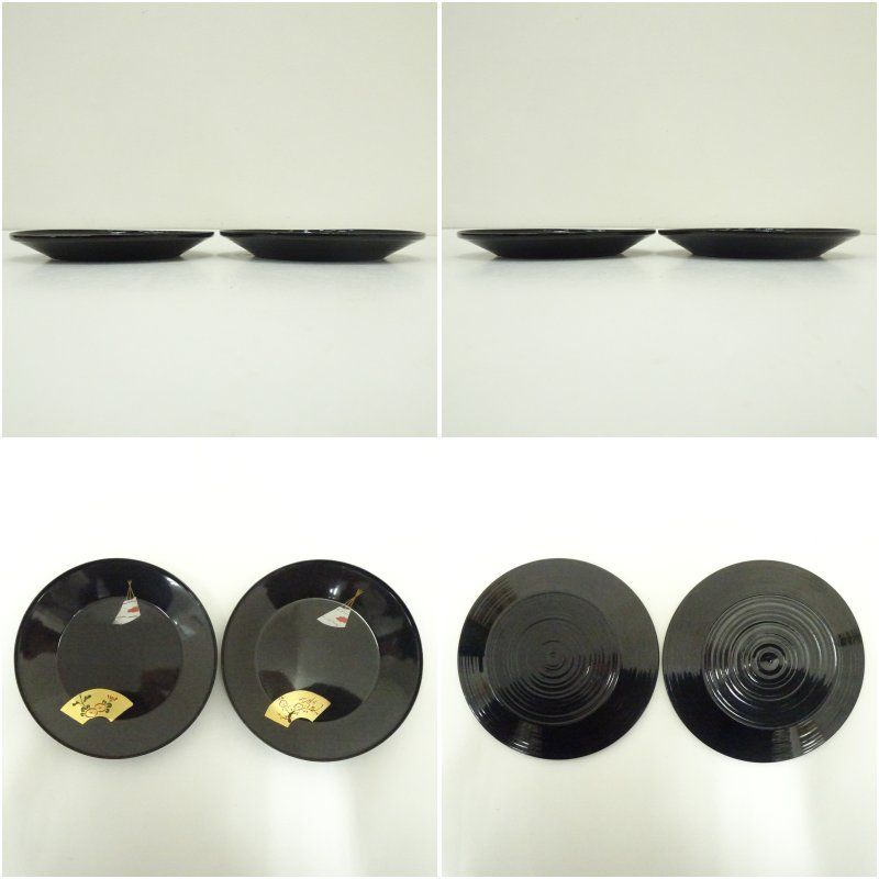 漆塗扇面絵変り銘々皿5客 茶器 菓子器 おしゃれ 和菓子 干菓子 主菓子