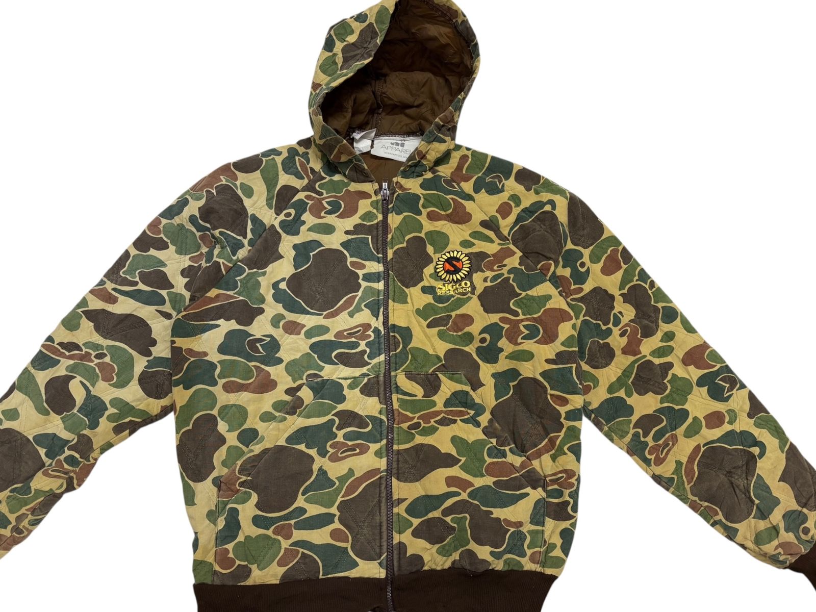 APPAREL ダックハンターカモジップパーカー 迷彩 裏地キルティング USA