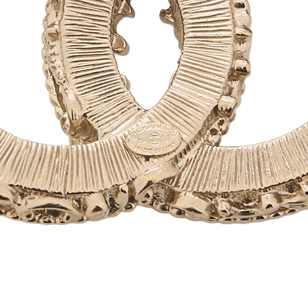 CHANEL シャネル ココマーク 14V ブローチ GP×エナメル 黒xシャンパン