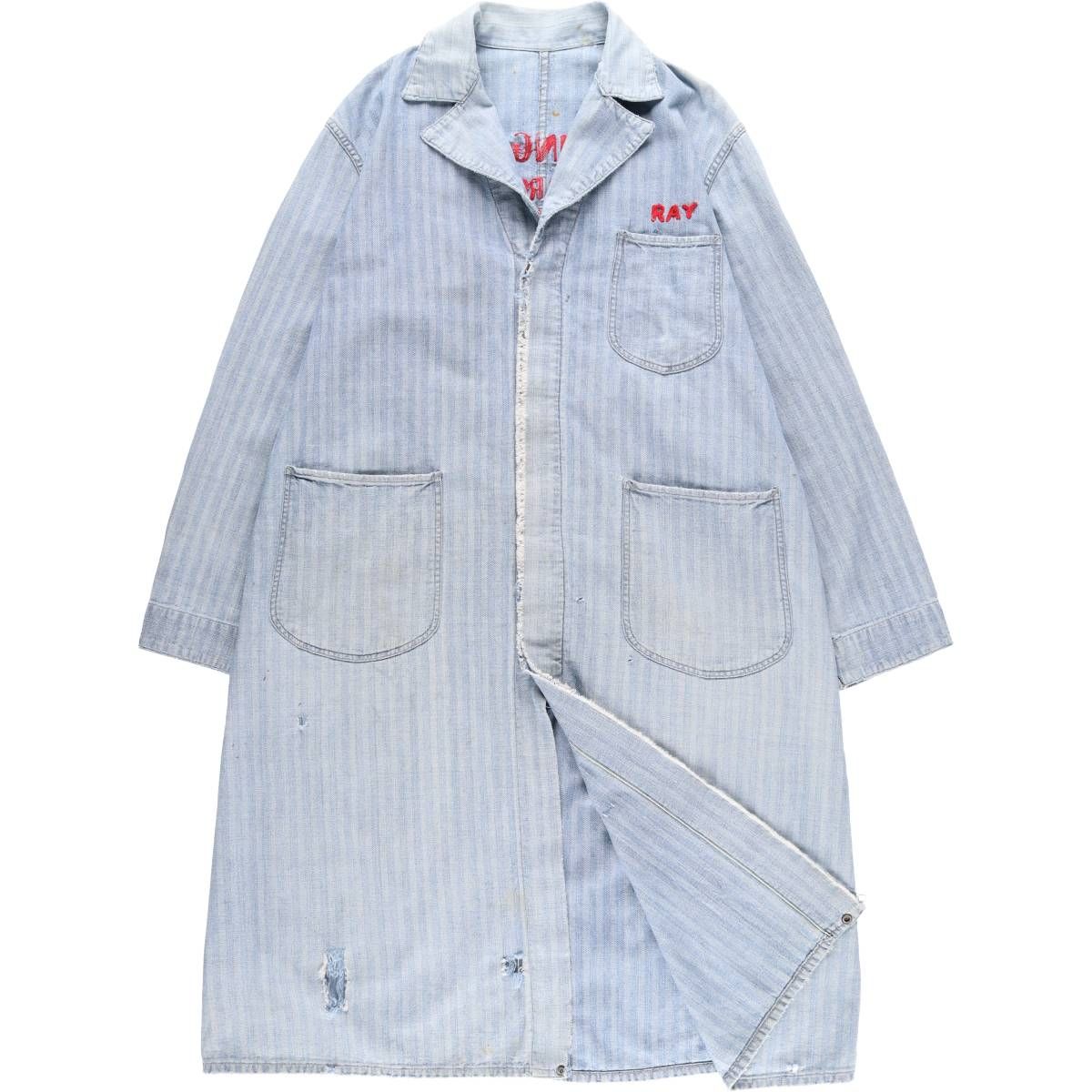 60s vintage ショップコート　アトリエコート　ヘリンボーン　ブラック 古着 DICKSON A MASTER GARMENT ワークコート ヘリンボーン ショップ