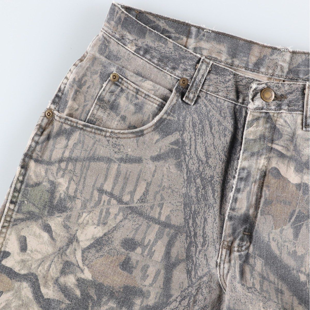 古着 ラングラー Wrangler 迷彩柄 リアルツリーカモ テーパードデニム 