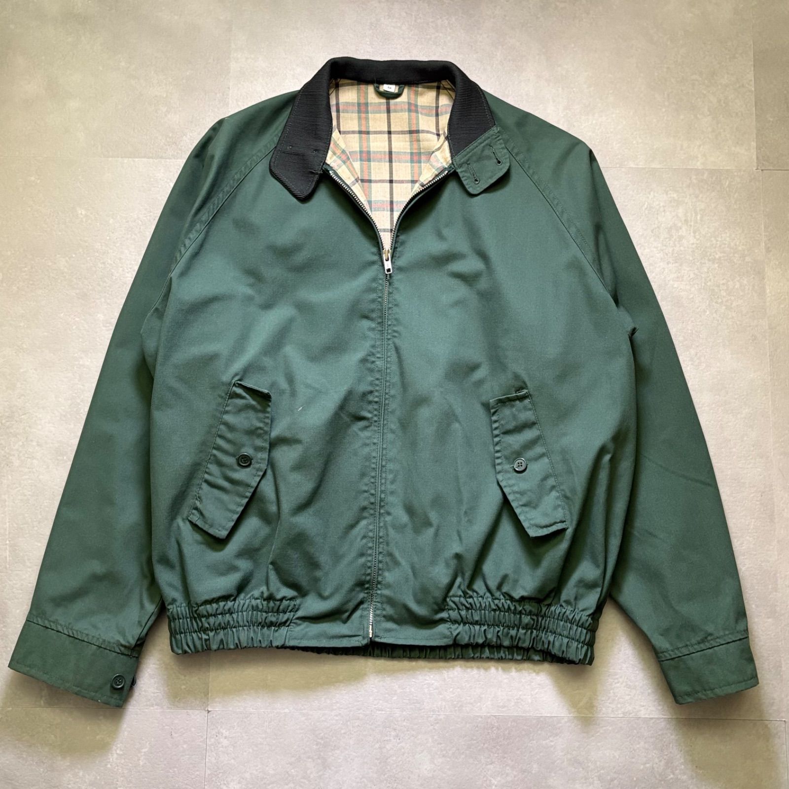 VINTAGE スイングトップ ブルゾン L グリーン 緑 裏地チェック 短丈 