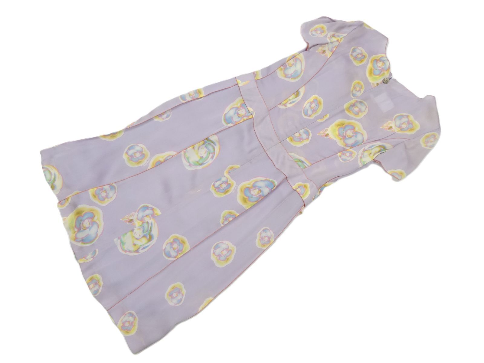 00S シャネル CHANEL シルク 100％ ワンピース 40 レディース カメリア