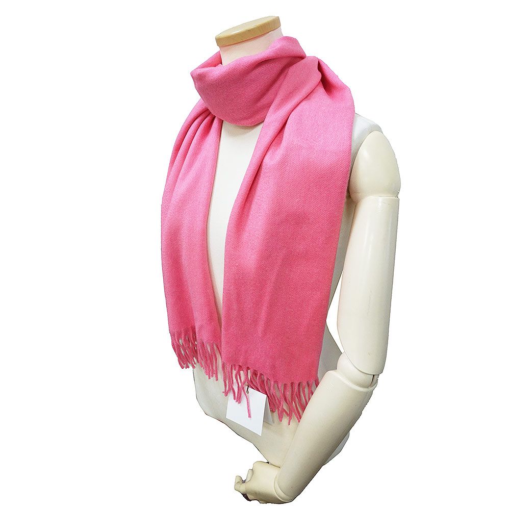 エルメス ユニ ブロデ カシミヤ 100％ ローズ ピンク フリンジ