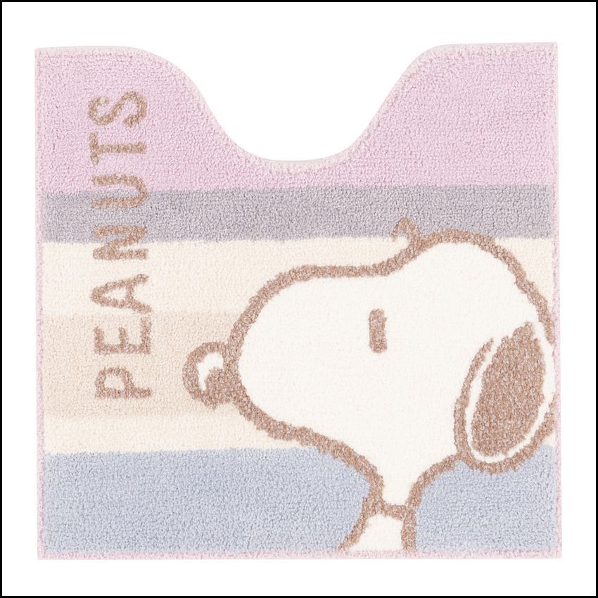 スヌーピー くすみパステル トイレ2点セット トイレマット+兼用フタカバー ピンク SNOOPY PEANUTS 普通便座＆温水洗浄・暖房便座兼用