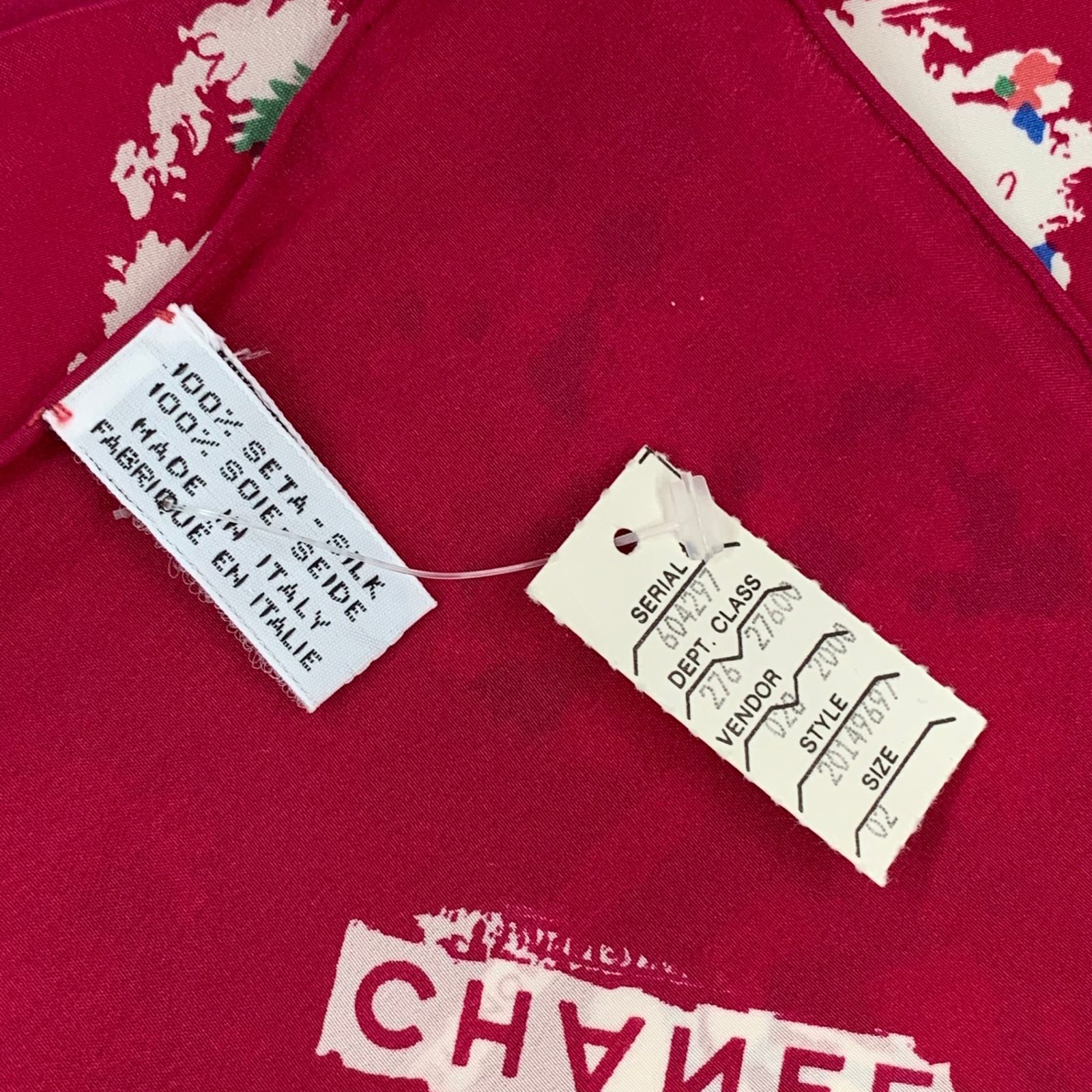 未使用品 CHANEL シャネル 大判 ココマーク シルク スカーフ ピンク 箱