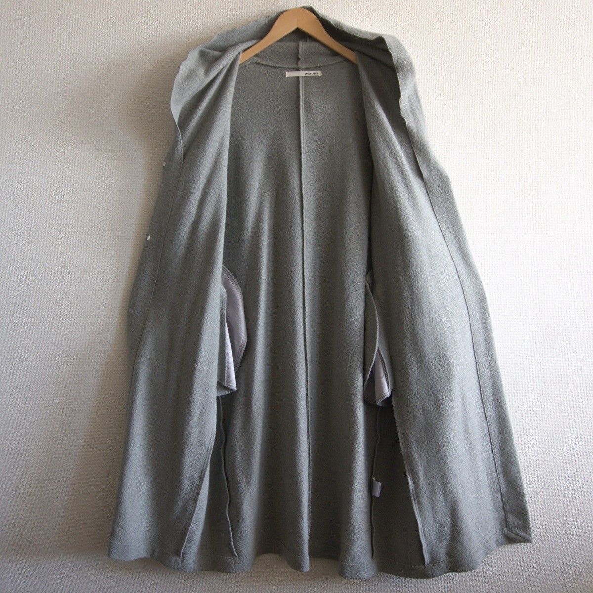美品】evameva【プレスウールフーデッドコート】2 グレー ウール