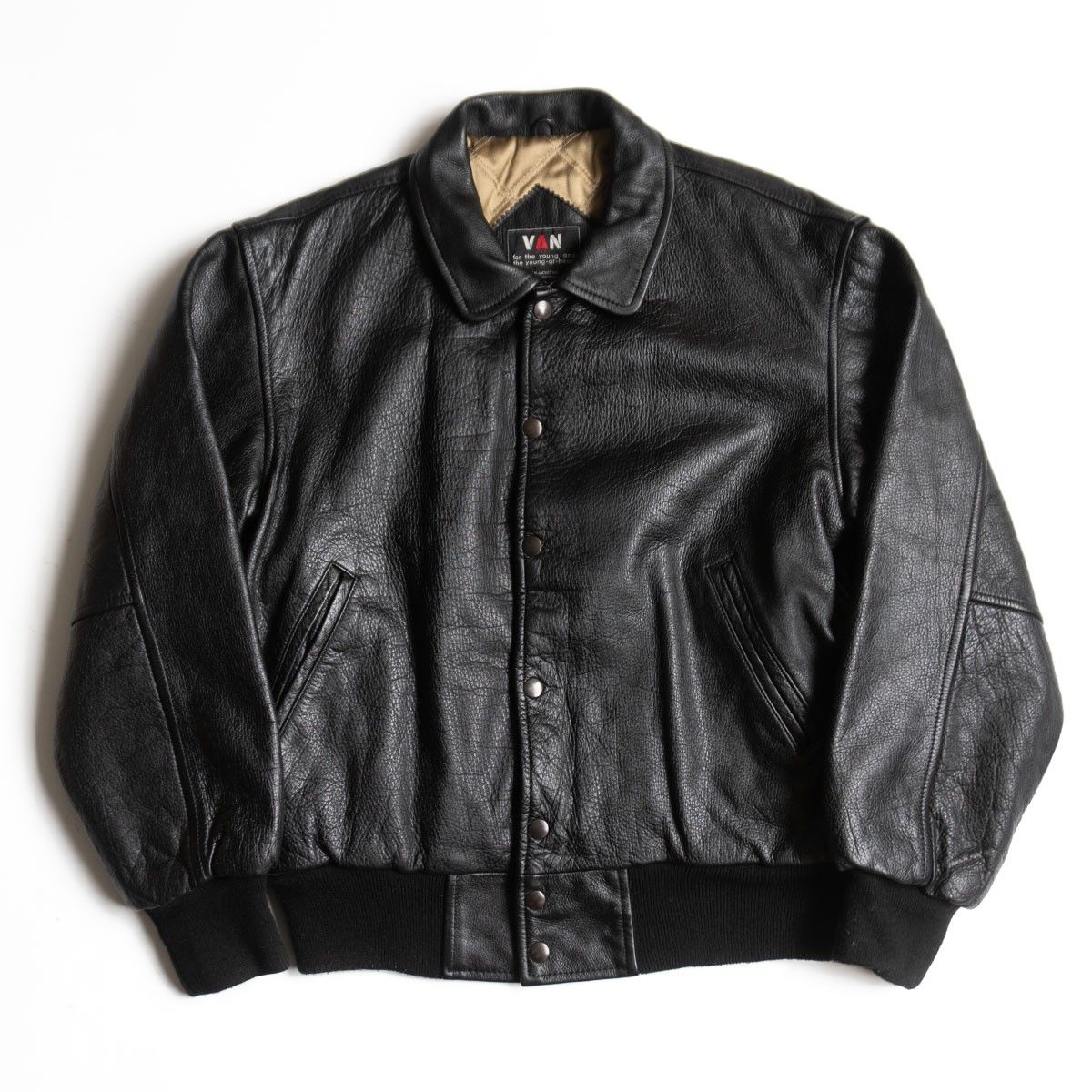 美品】 VAN JAC 【オールレザー スタジャン】M ヴァン ワッペン
