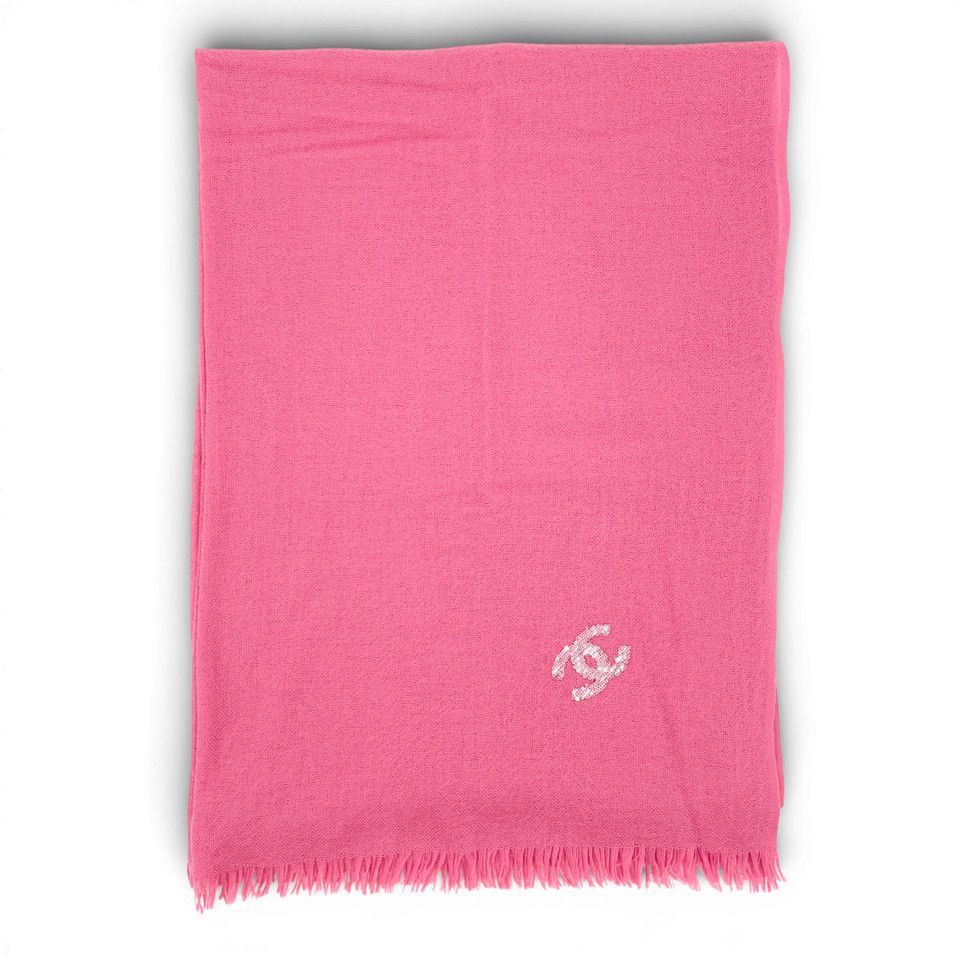 CHANEL 100% カシミア ピンク スカーフ - メルカリ