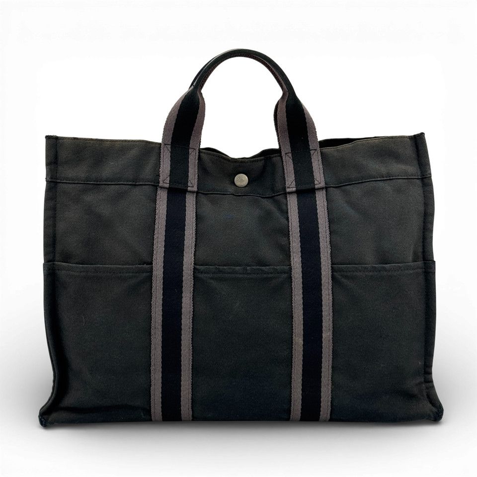 HERMES グレー キャンバス ニューフールトゥMM ハンドバッグ - メルカリ