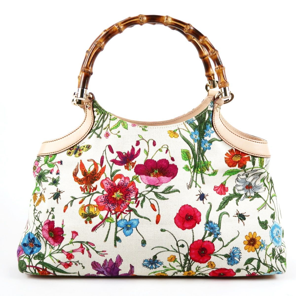 美品】GUCCI グッチ フローラ バンブー ハンドバッグ 花柄 ハンド 