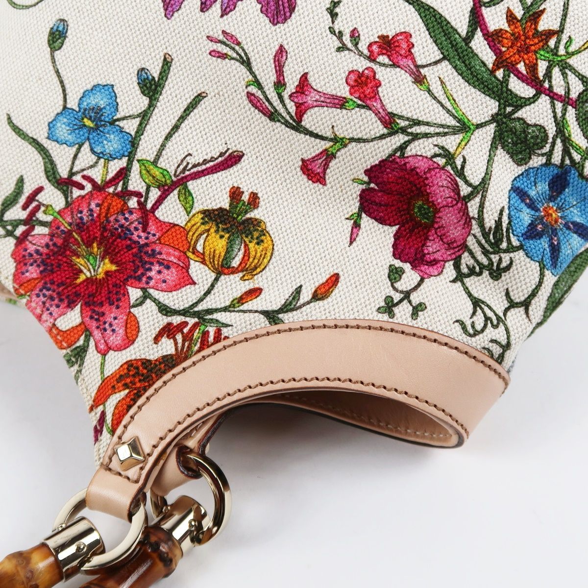 美品】GUCCI グッチ フローラ バンブー ハンドバッグ 花柄 ハンド 