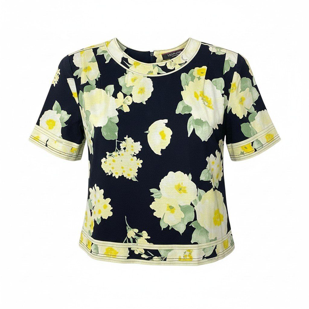 60c6《美品》 LEONARD レオナール 美しい花柄プリント 半袖カットソー