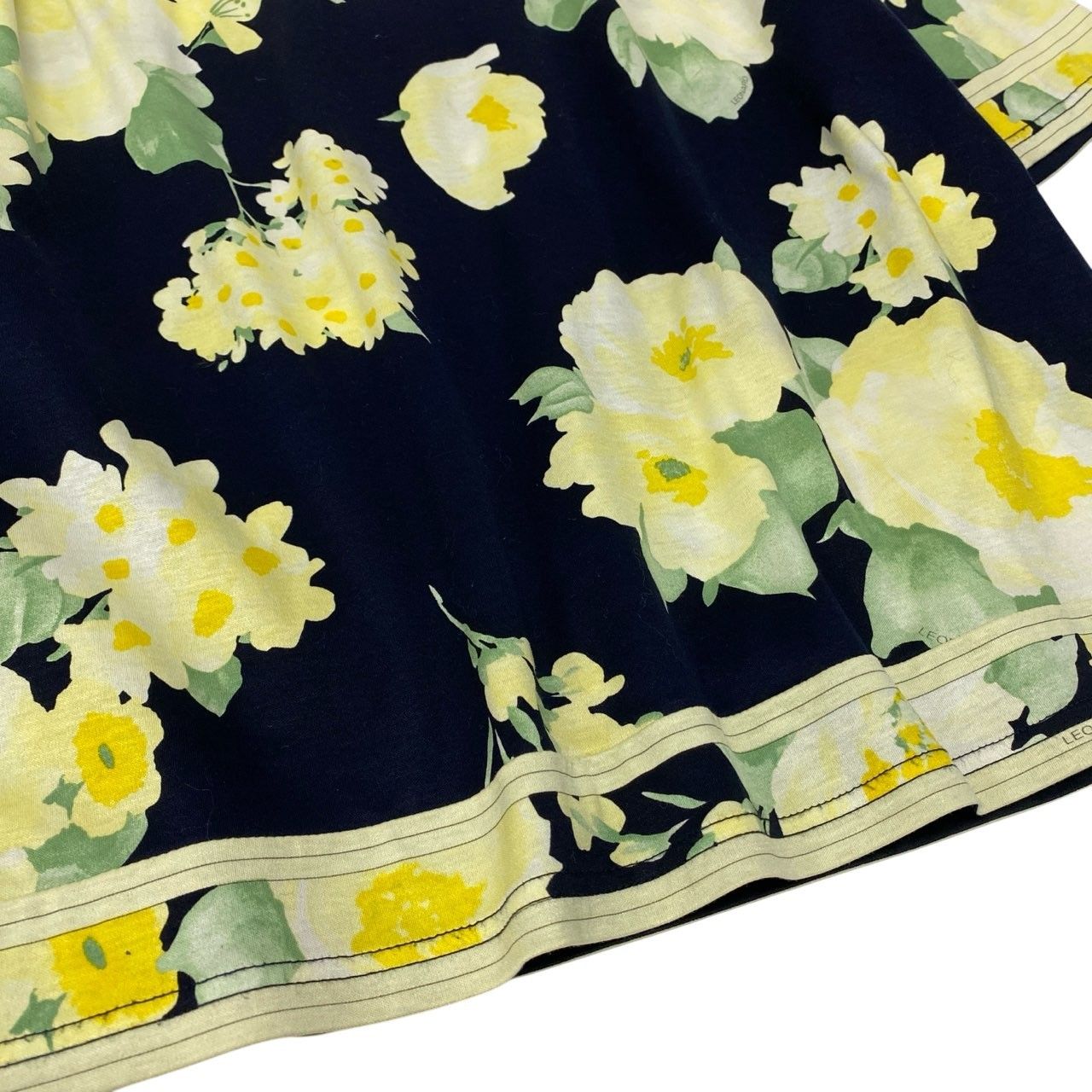 60c6《美品》 LEONARD レオナール 美しい花柄プリント 半袖カットソー