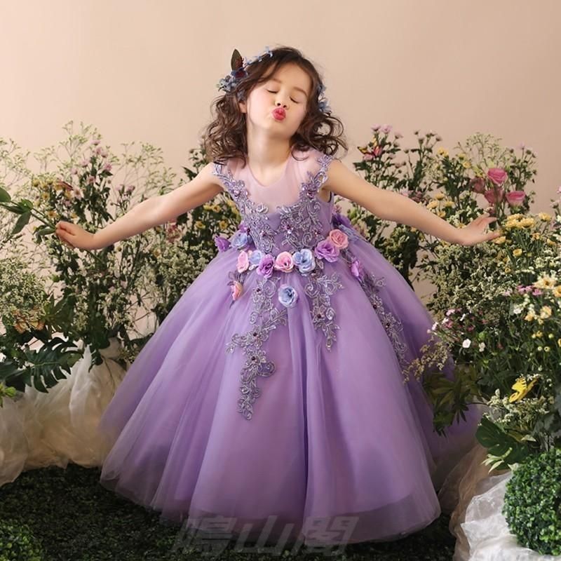 子供ドレス ロングドレス フォーマルドレス 子ども ピアノ発表会 フラワーガール 二次会 花 入園式 七五三 大きいサイズ 100/110/120/130/1