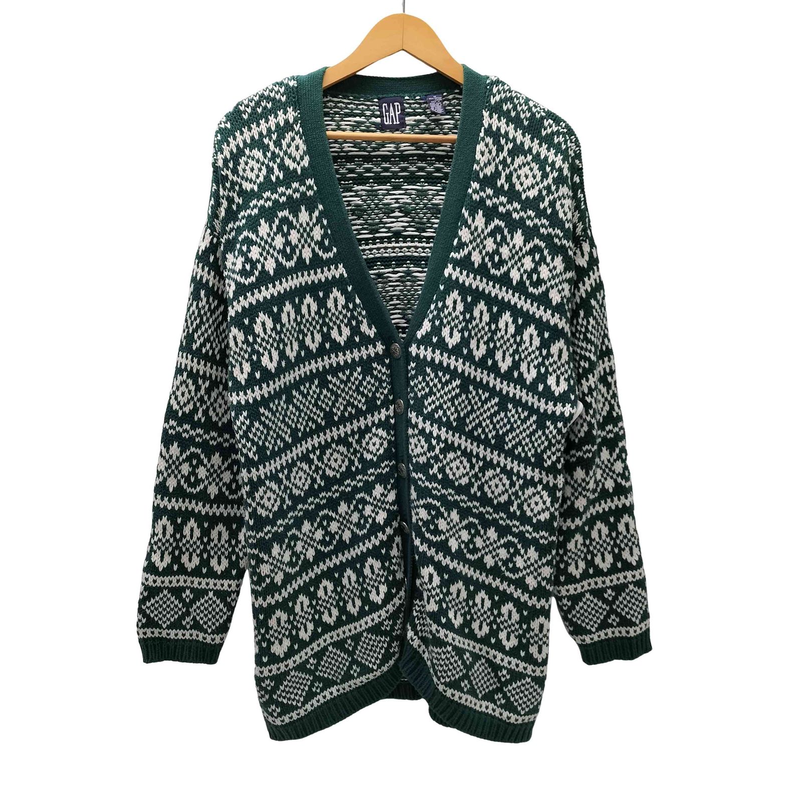 ギャップ Gap 90S OLD デカタグ ノルディック柄 総柄 メタルボタン