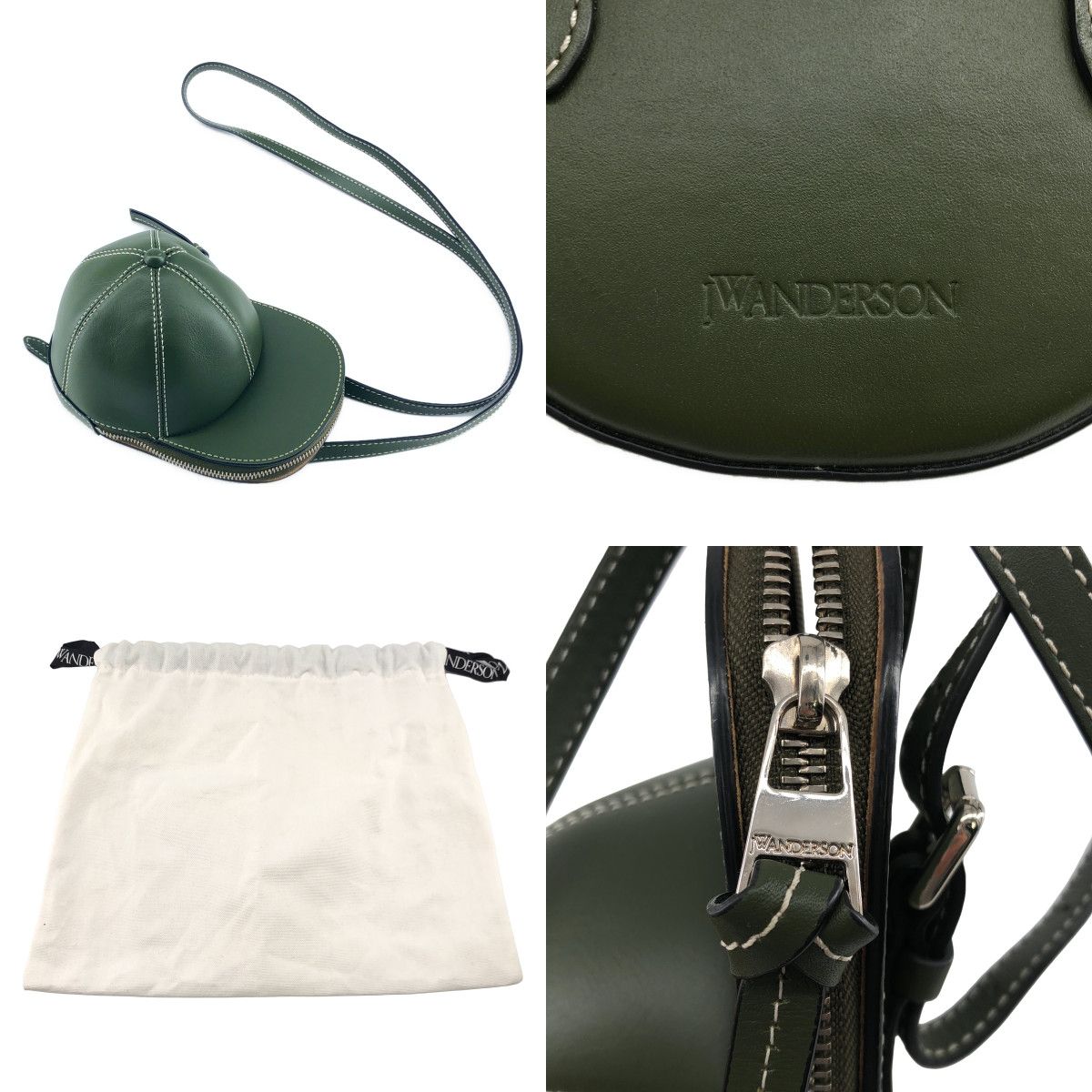 【美品】  JW Anderson / ジェイダブルアンダーソン | CAP BAG / レザー ショルダーバッグ ポーチ / ユニセックス | オリーブ | メンズ 美品】 JW Anderson / ジェイダブルアンダーソン | CAP BAG / レザー