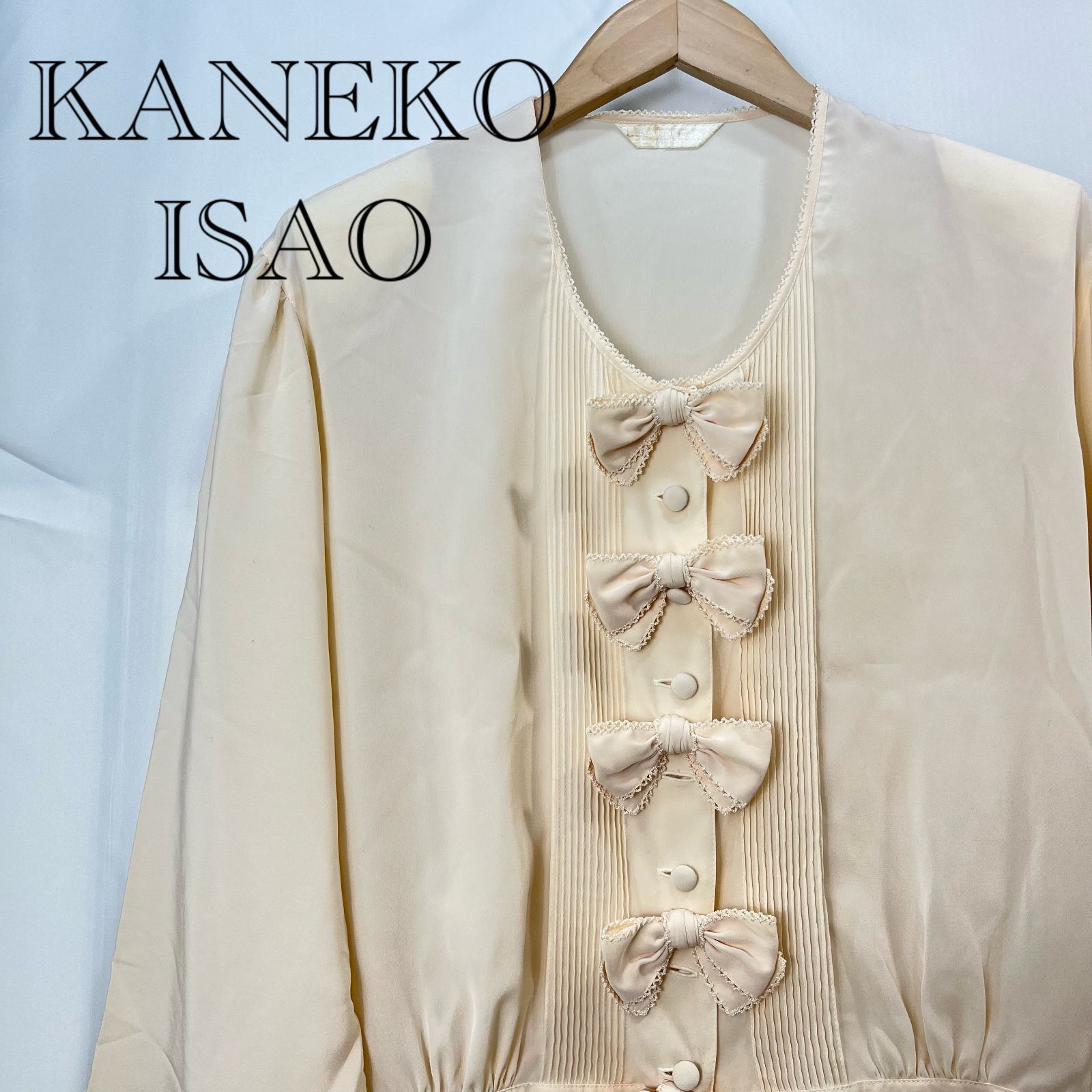 KANEKO ISAO カネコイサオ ピンタック リボン ブラウス 長袖