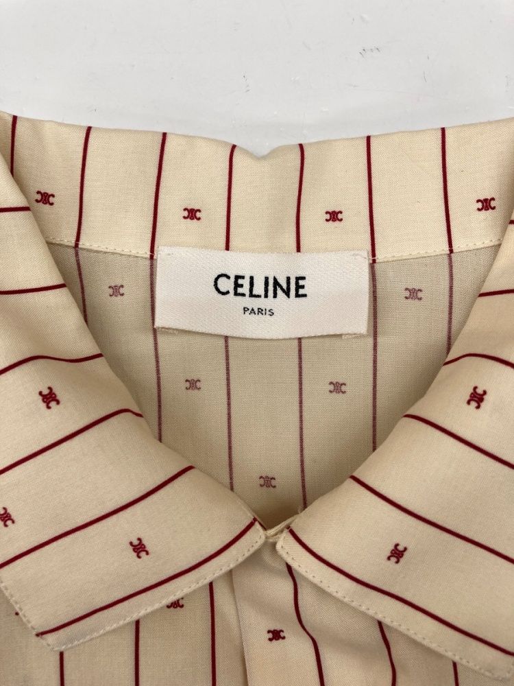 セリーヌ Céline Mini Triomphe Stripe Hawaiian Shirt ミニ