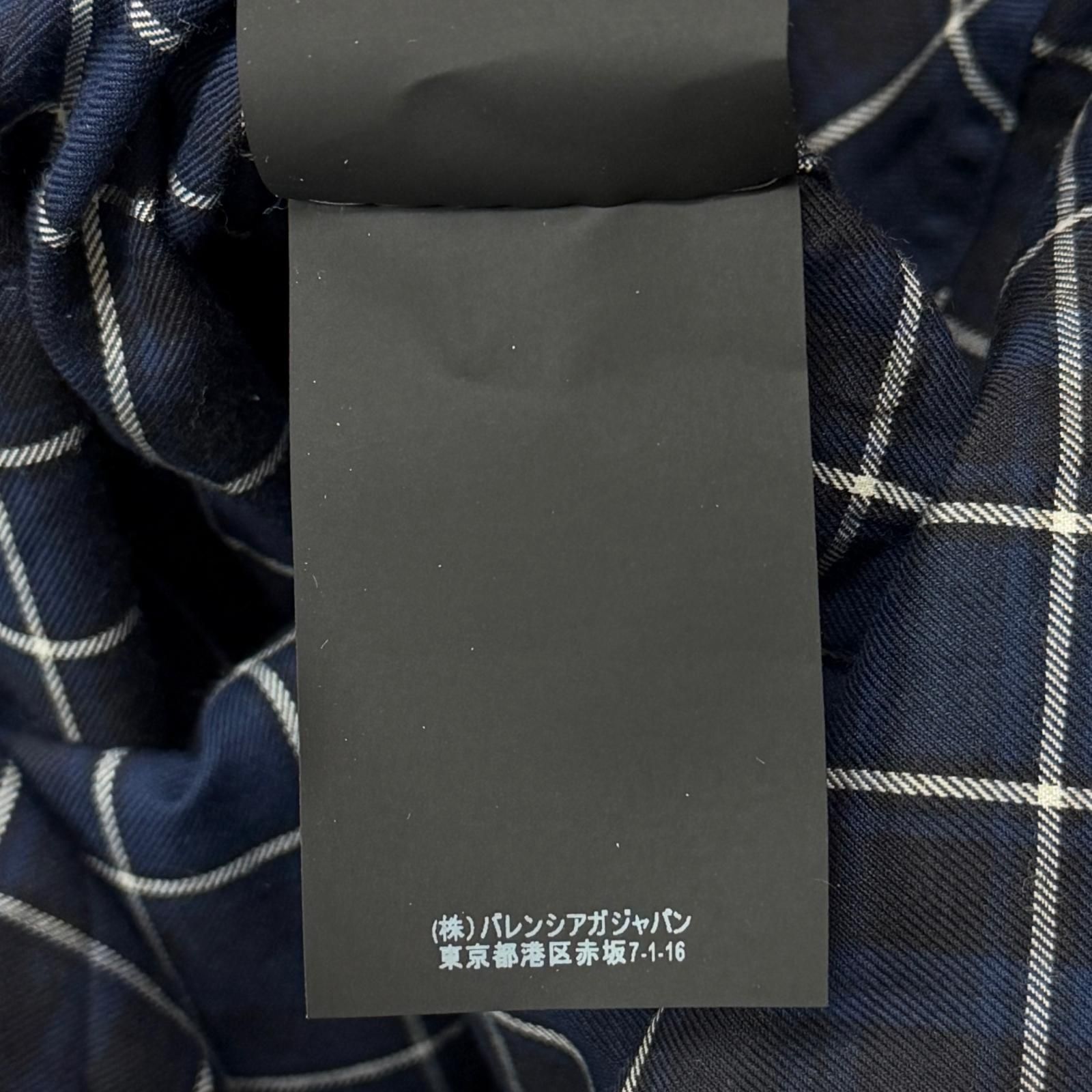 BALENCIAGA ボウタイ チェックシャツ バンドカラーリボンタイシャツ 