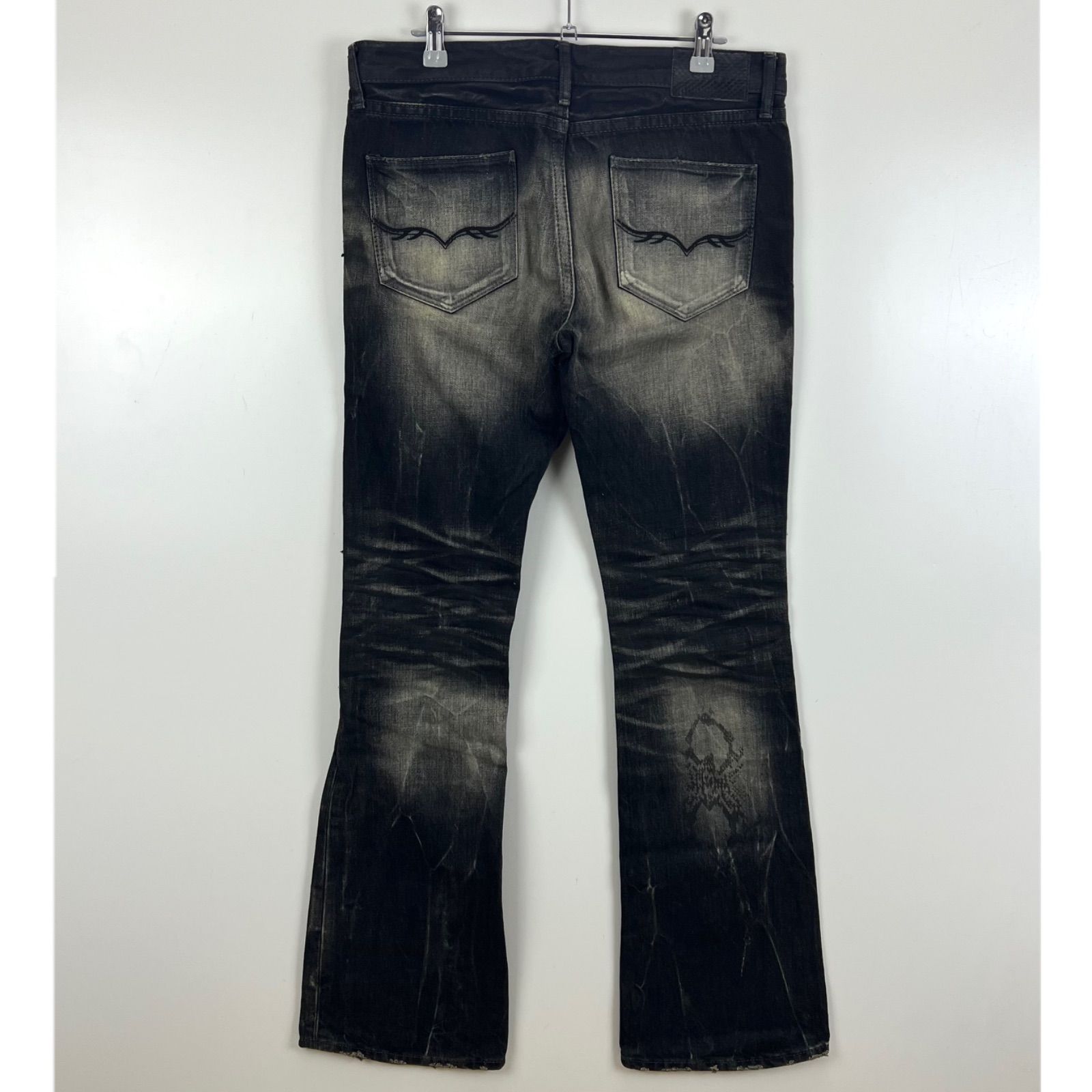 FUGA 00s y2k archive Python black flare denim pants 46 フーガ